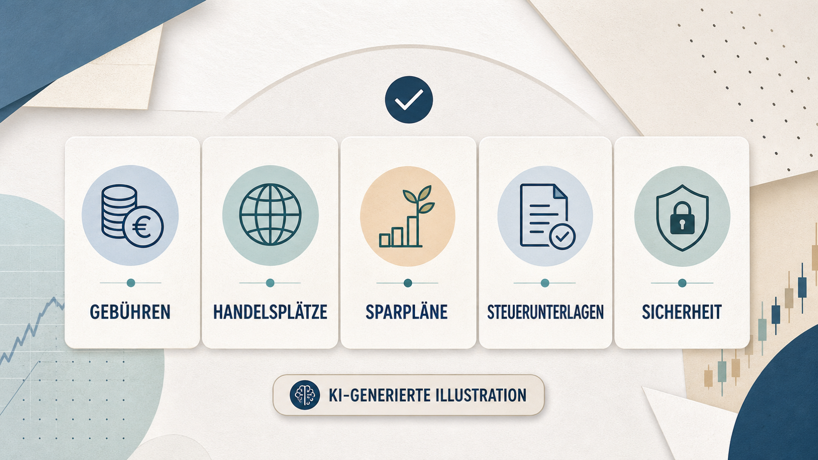 Redaktionelle Illustration zu Online-Broker auswählen: Gebühren, Handelsplätze, Sparpläne und Service systematisch prüfen